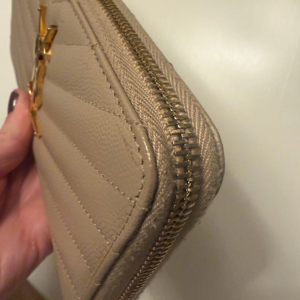 YSL Saint Laurent Leather V stitch Zip Around Long Wallet - Picture 6 of 10